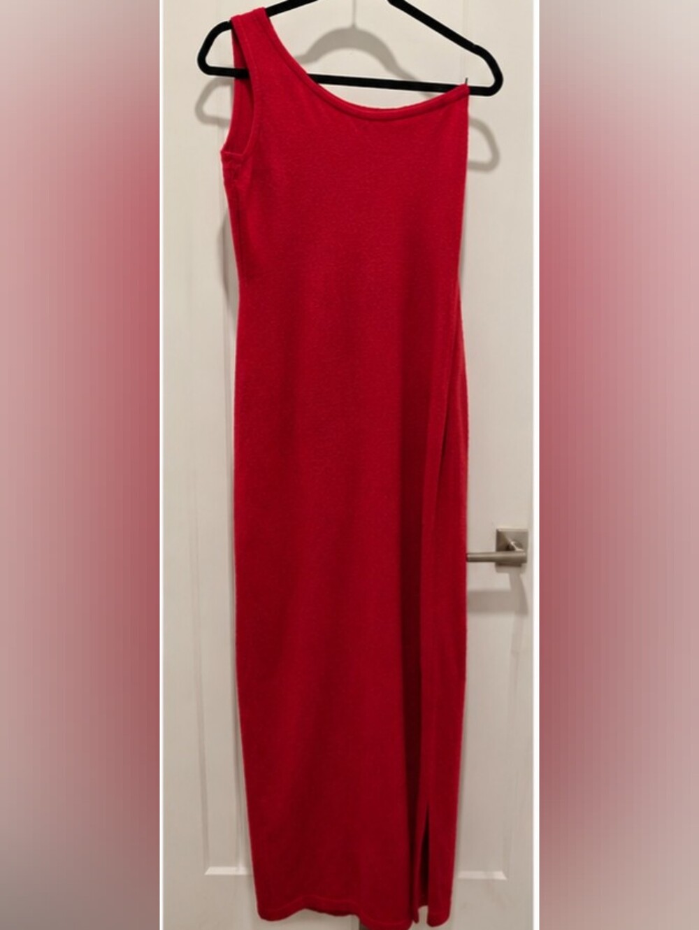 Banana Republic 100% Cashmere One Shoulder Maxi Dress Red M